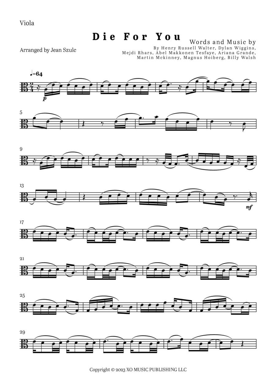 Die For You Remix Viola Solo scores gallery preview page 1