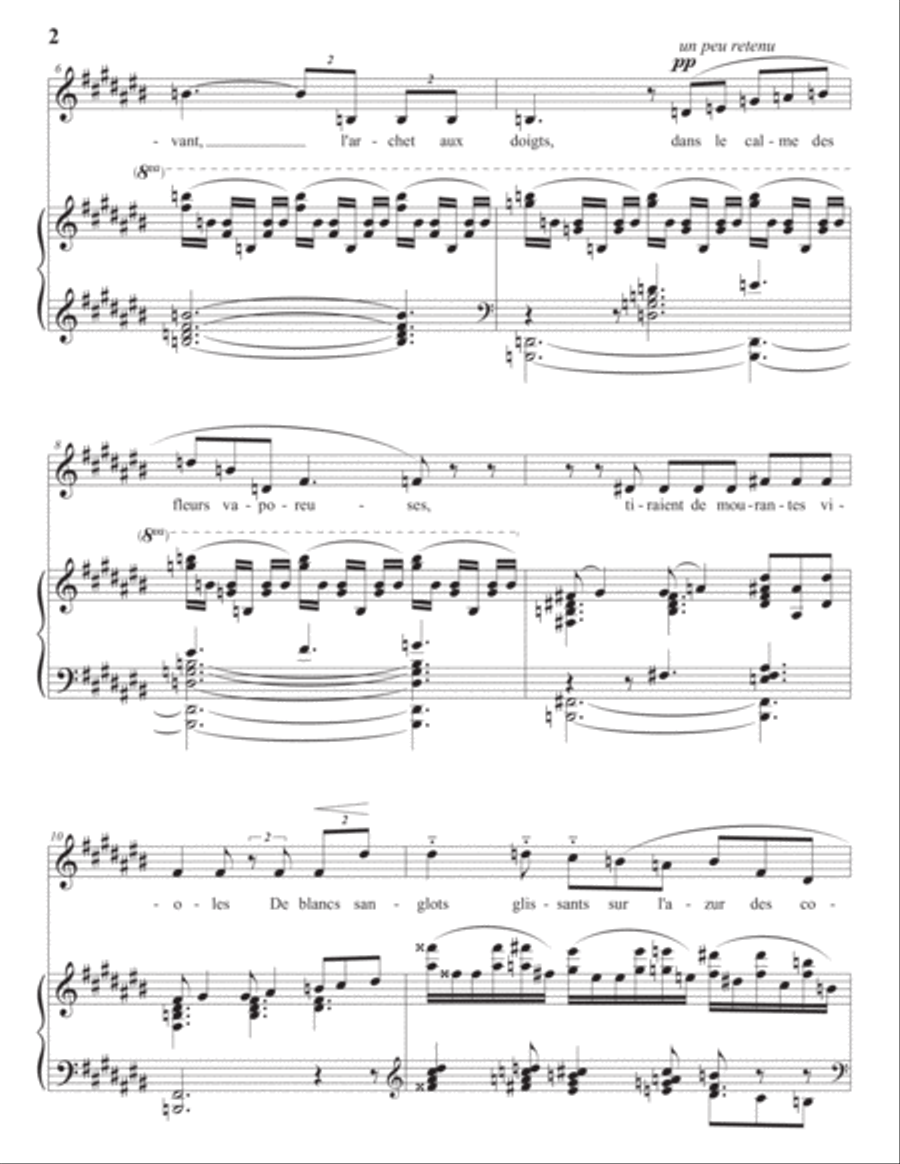 DEBUSSY: Apparition (transposed to C-sharp major) Voice scores gallery preview page 3