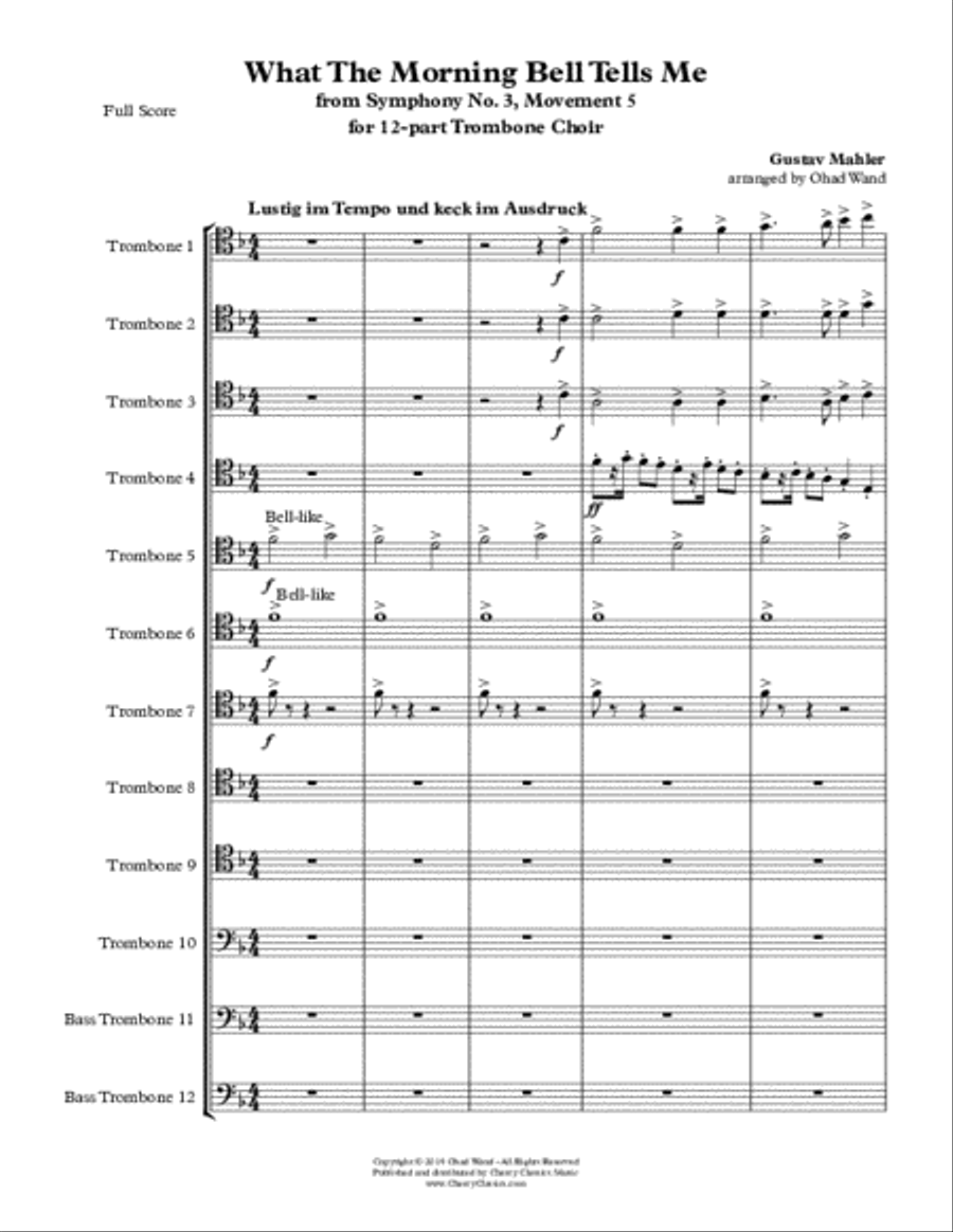 What The Morning Bell Tells Me from Symphony No. 3 for 12-part Trombone Choir Trombone scores gallery preview page 2