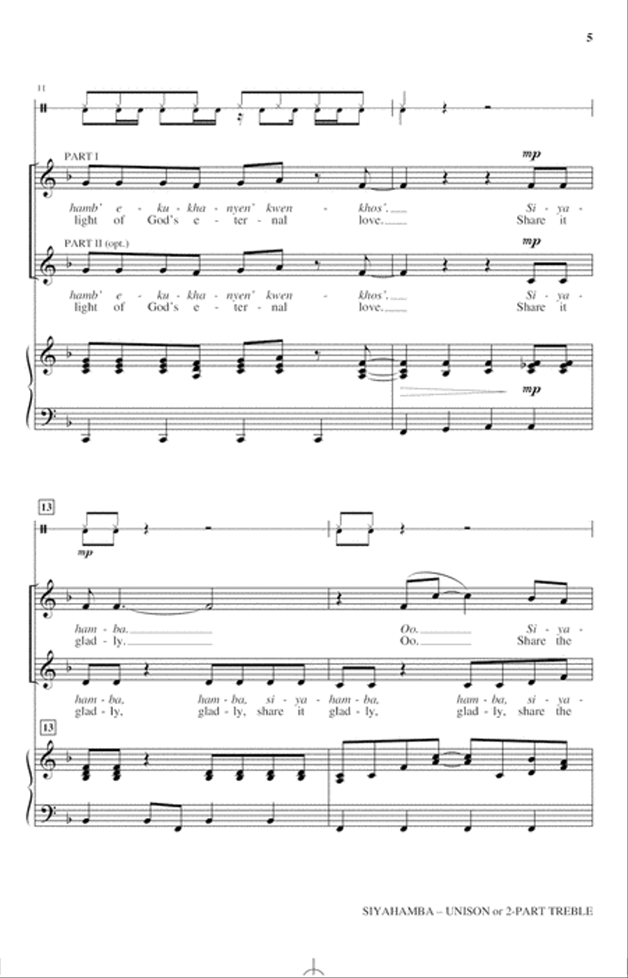 Siyahamba Unison Choir scores gallery preview page 3