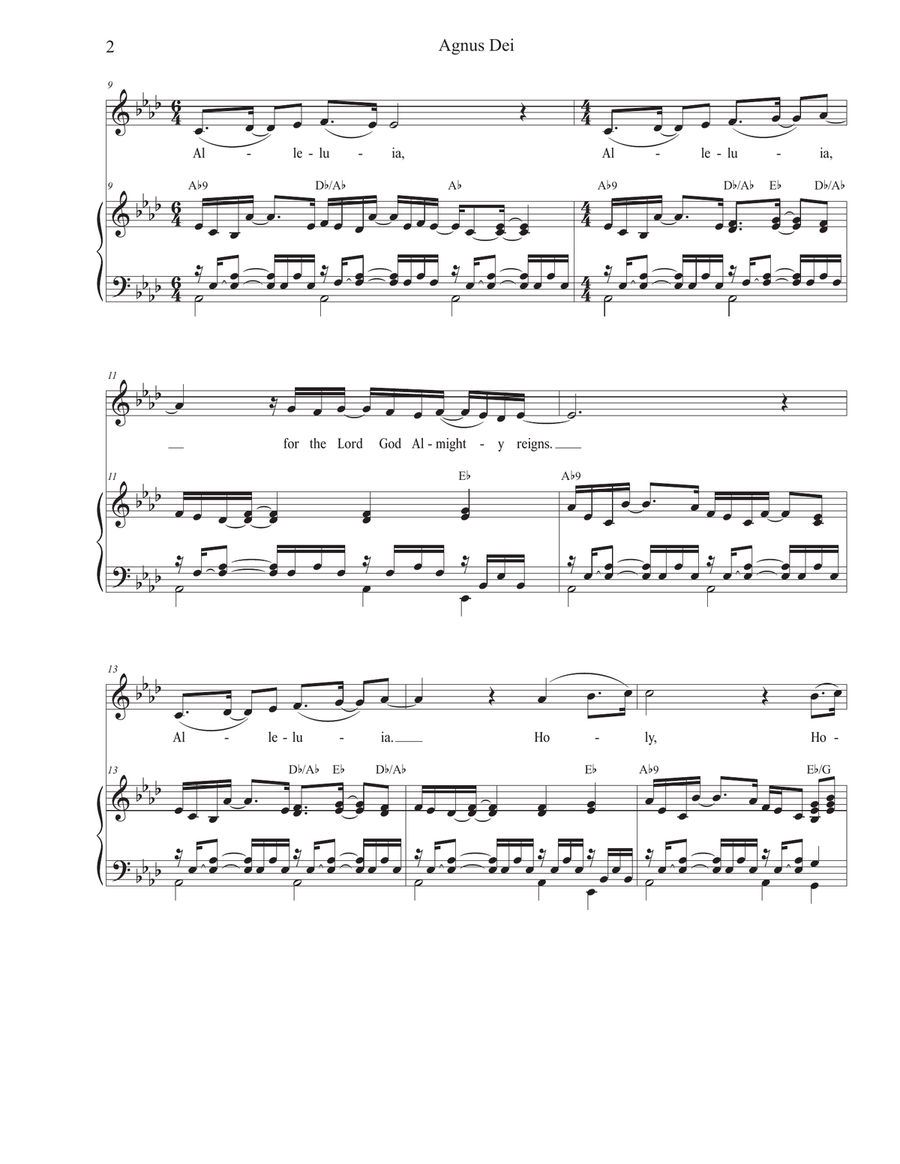Medley: Agnus Dei with How Great Thou Art Unison Choir scores gallery preview page 2