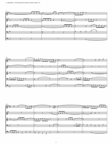 Prelude 11 from Well-Tempered Clavier, Book 2 (Brass Quintet) image number null