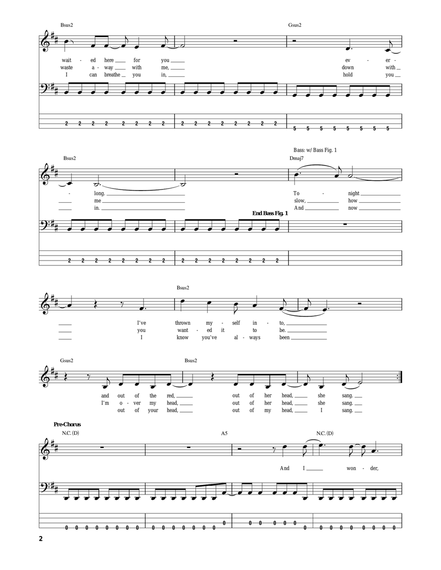 Everlong Bass Guitar Tablature scores gallery preview page 2