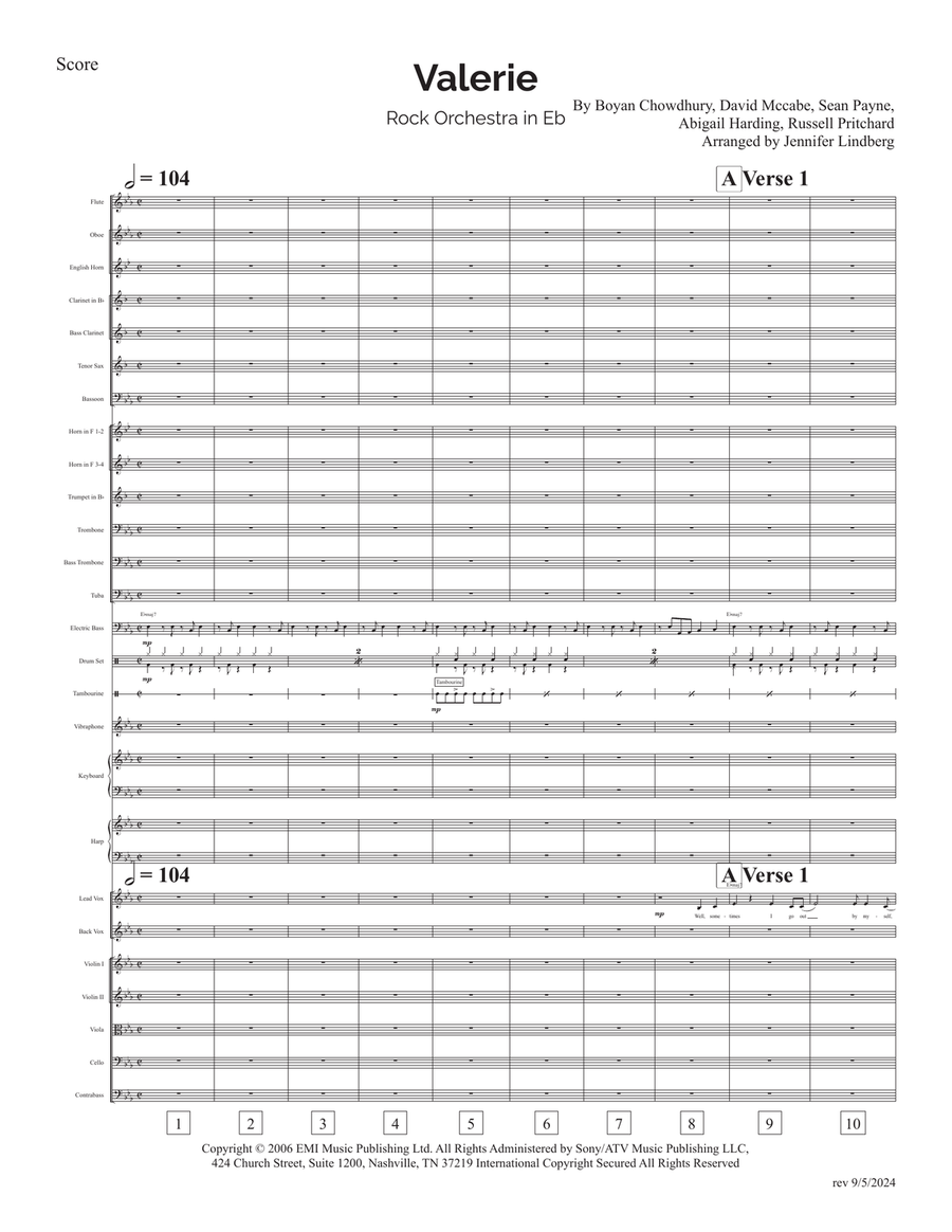 Valerie Full Orchestra scores gallery preview page 1