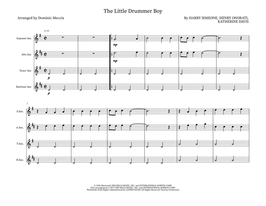 The Little Drummer Boy Small Ensemble scores gallery preview page 1