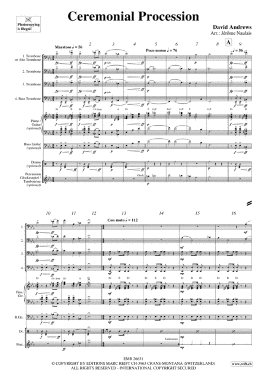 Ceremonial Procession Trombone Quartet scores gallery preview page 3