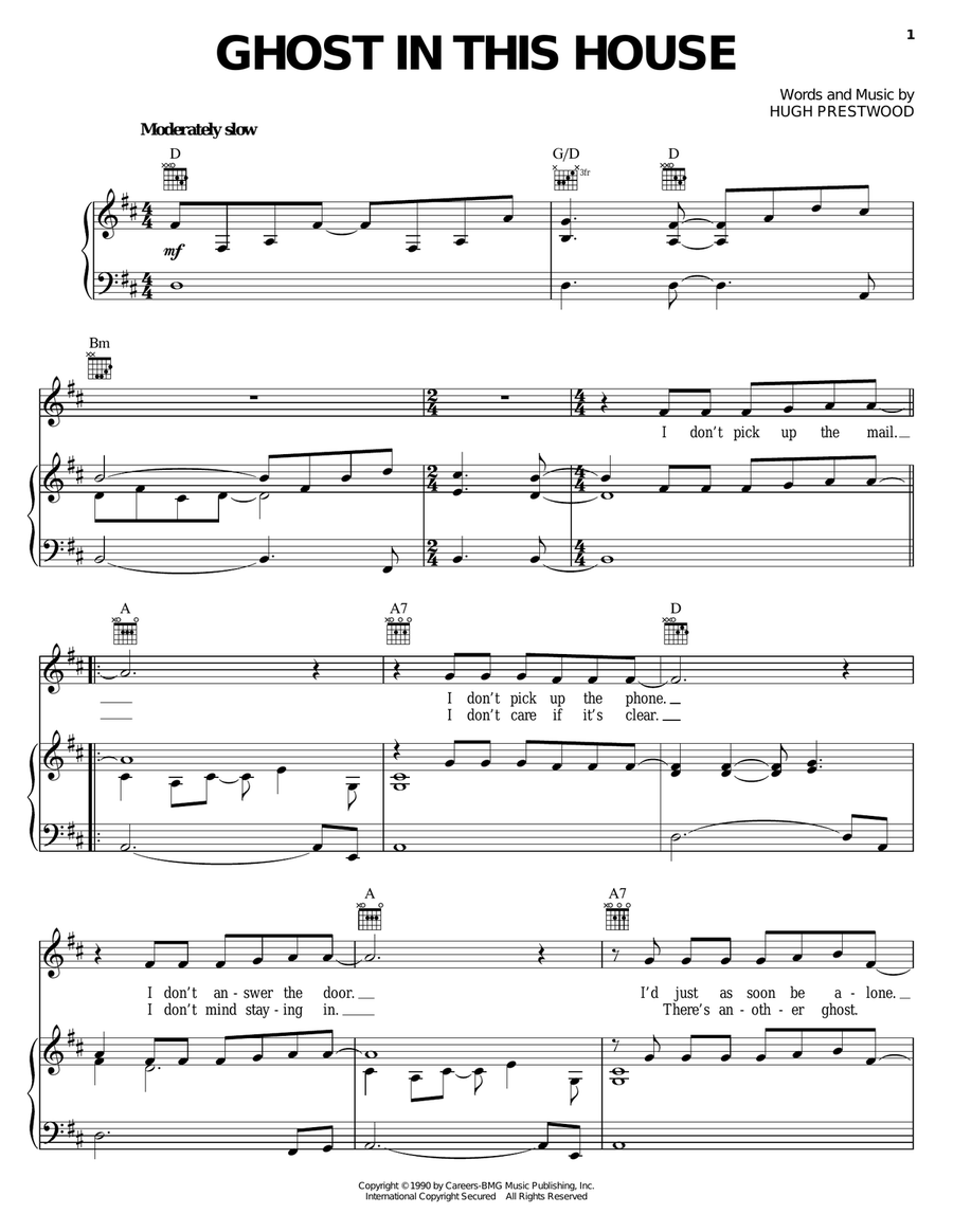 Ghost In This House Piano, Vocal, Guitar scores gallery preview page 1