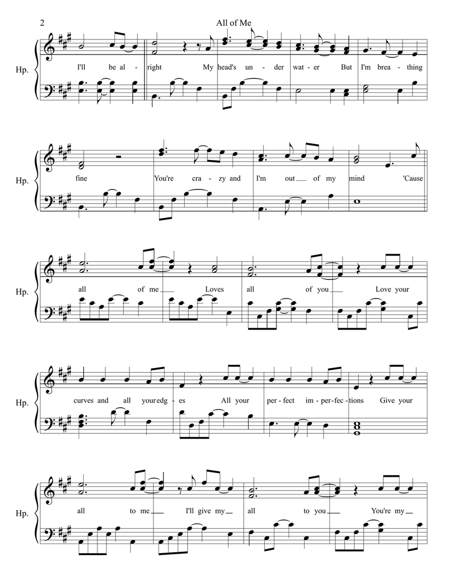 All Of Me Harp scores gallery preview page 2