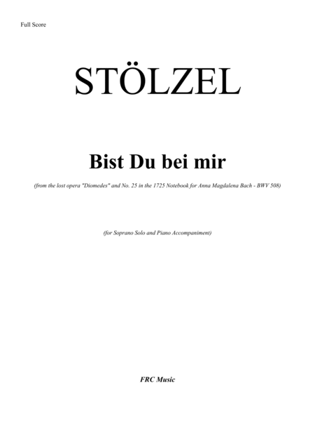 Bist Du bei mir (for Soprano Solo and Piano Accompaniment) image number null