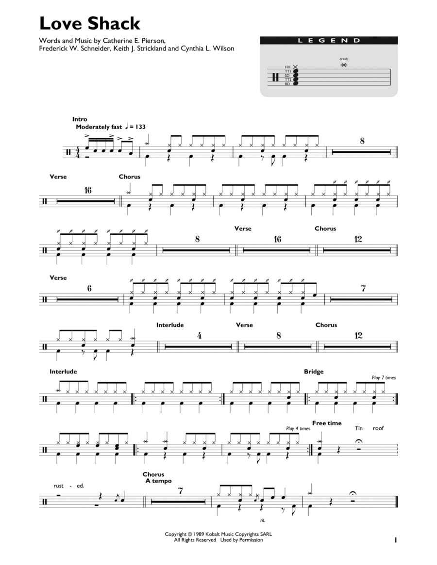 Love Shack Love Shack Drum Set scores gallery preview page 1