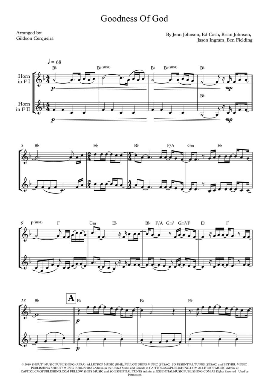 Goodness Of God Brass Duet scores gallery preview page 1