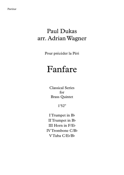 "Fanfare Pour précéder la Péri" (Brass Quintet) arr. Adrian Wagner image number null