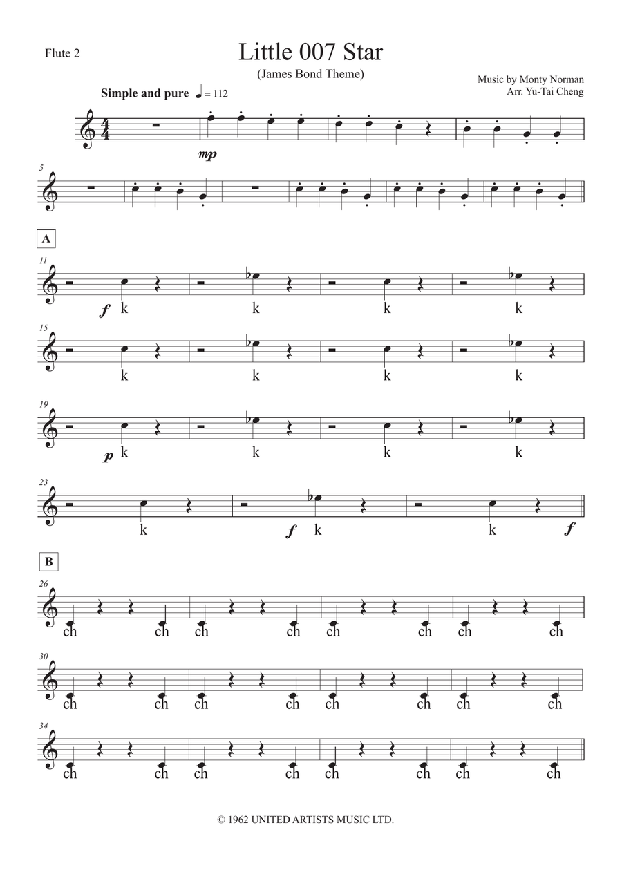 James Bond Theme Flute Quartet scores gallery preview page 3