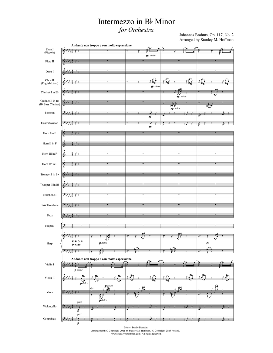 Intermezzo in B-flat Minor, Op. 117, No. 2 Full Orchestra scores gallery preview page 3