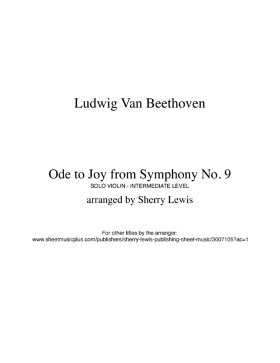 ODE TO JOY, String Duo, Intermediate Level for violin and cello String Duet scores gallery preview page 2