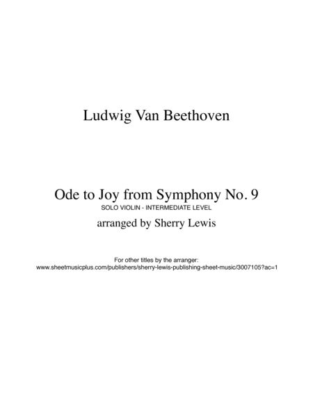 ODE TO JOY, String Duo, Intermediate Level for violin and cello image number null
