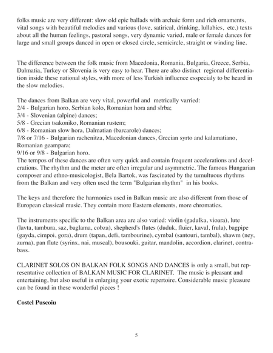 Clarinet Solos on Balkan Folk Songs and Dances Clarinet Solo scores gallery preview page 6