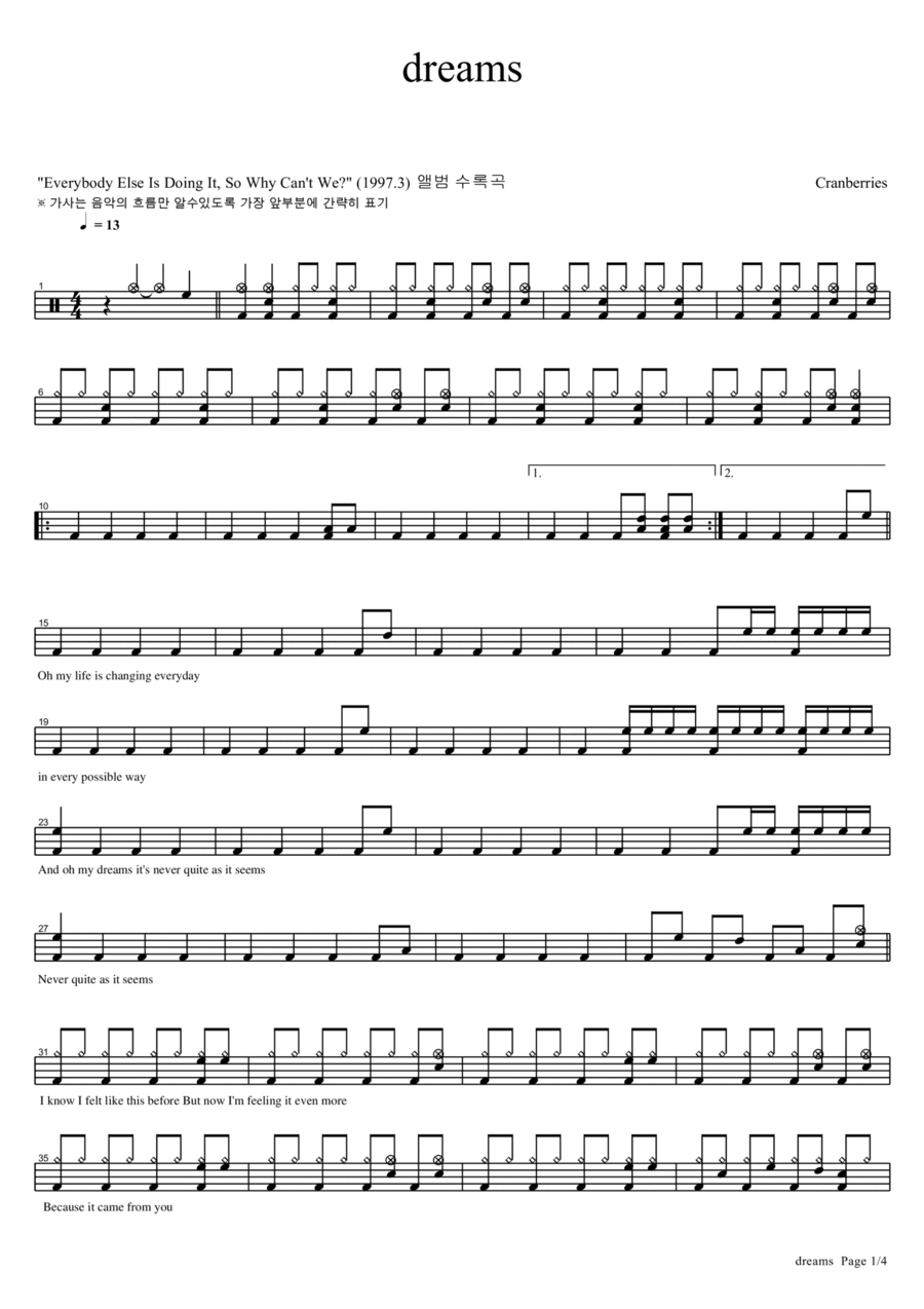 Dreams Drum Set scores gallery preview page 1