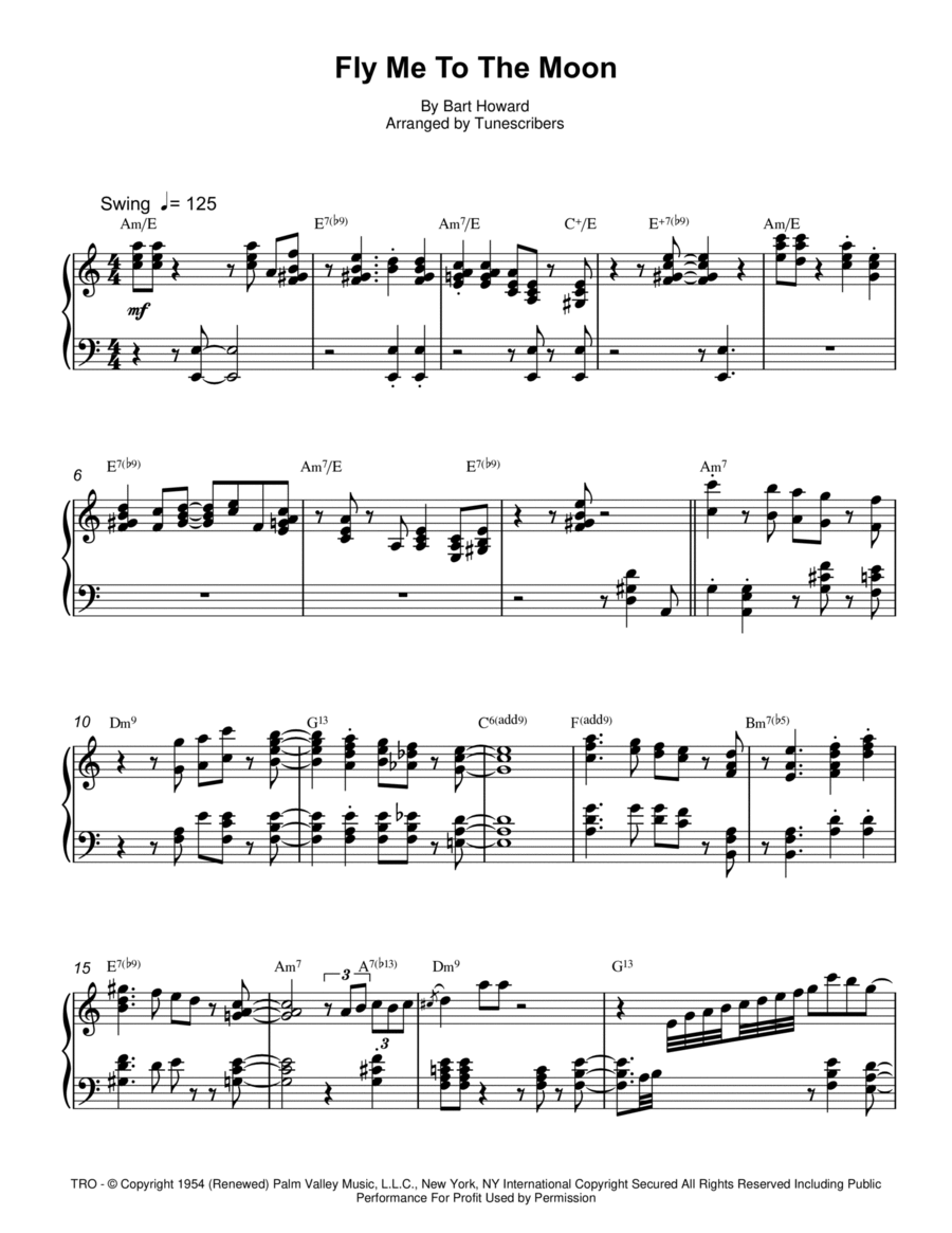Fly Me To The Moon Piano Solo scores gallery preview page 1