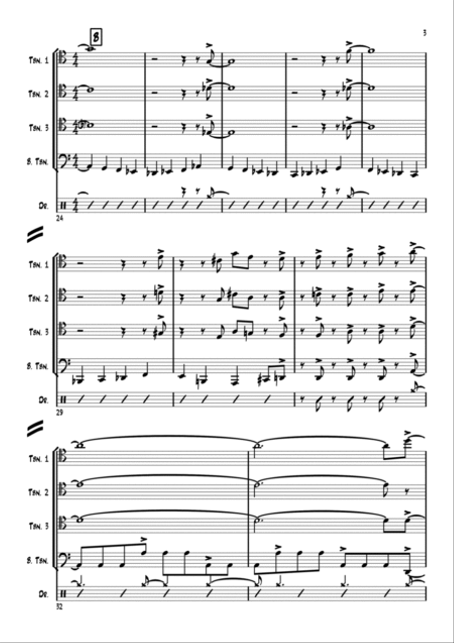 Jazz variation on Fugue in G minor Brass Ensemble scores gallery preview page 3