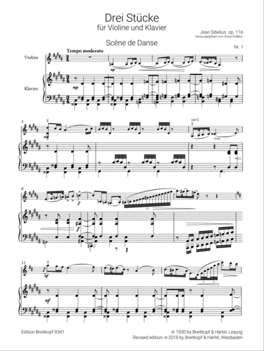 3 Pieces for Violin and Piano Op. 116 Violin Solo scores gallery preview page 2