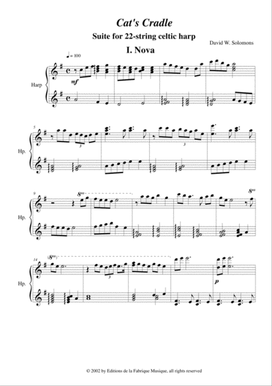 David Warin Solomons: Cat's Cradle for 22-string celtic harp Celtic Harp scores gallery preview page 2