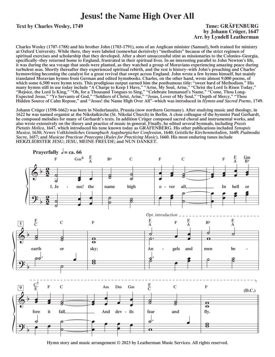 Jesus! the Name High Over All Piano, Vocal, Guitar scores gallery preview page 1