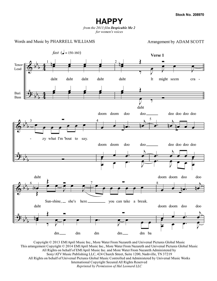 Happy (from Despicable Me 2) (arr. Adam Scott)