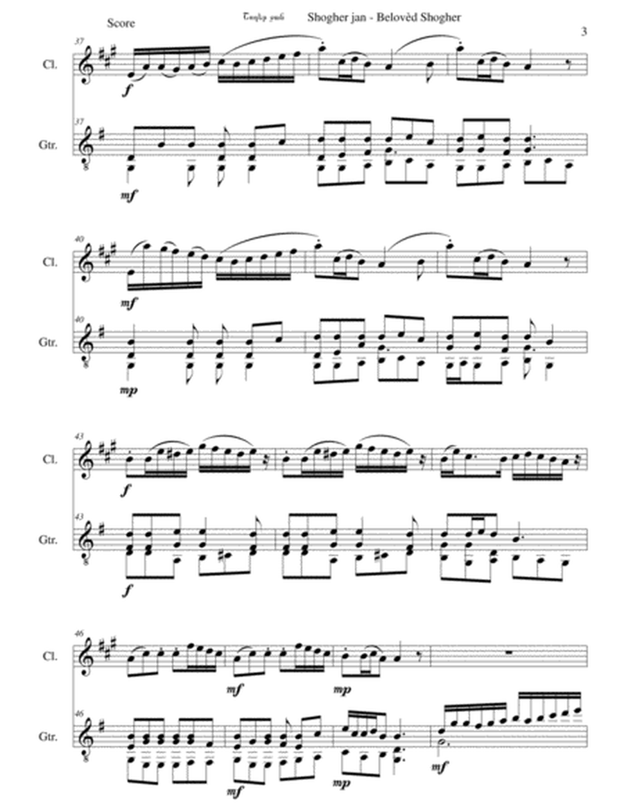 Շողեր ջան Shogher Jan (Belovèd Shogher) for clarinet and guitar image number null