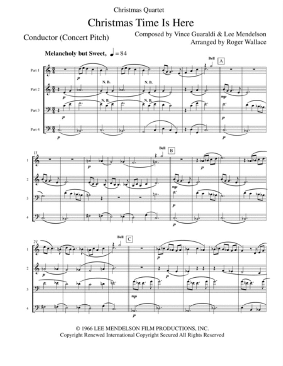 Christmas Time Is Here Brass Quartet scores gallery preview page 2