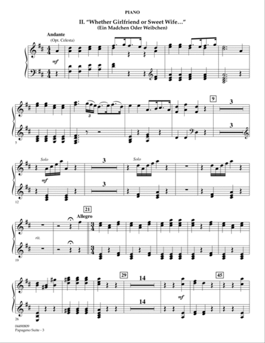 Papageno Suite - Piano Papageno Suite - Piano Piano scores gallery preview page 3