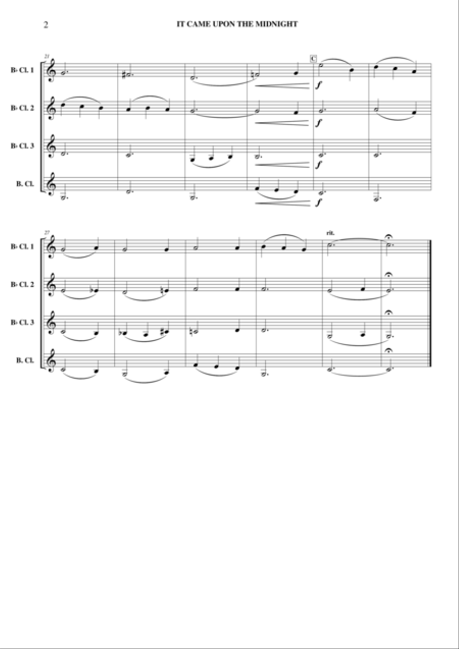 It Came Upon A Midnight Clear - Clarinet Quartet Clarinet Quartet scores gallery preview page 3