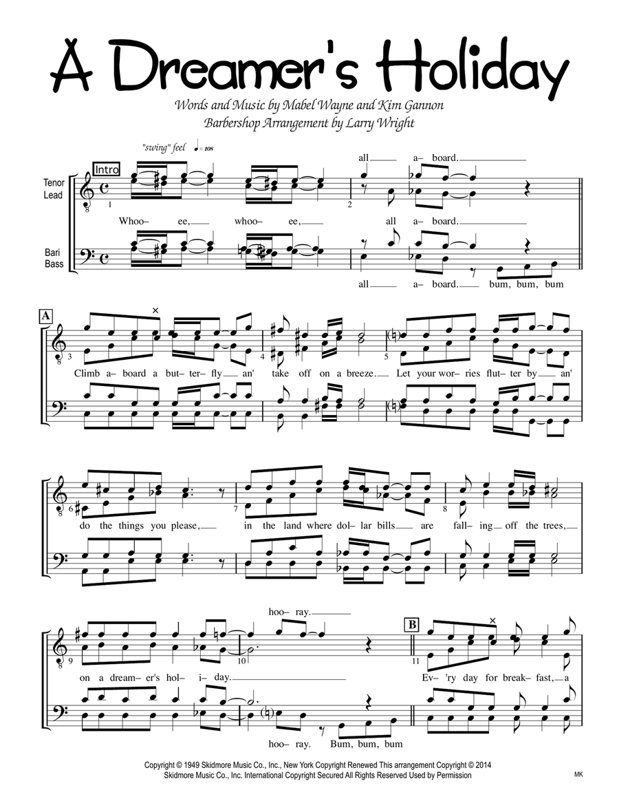 A Dreamer's Holiday TTBB scores gallery preview page 1