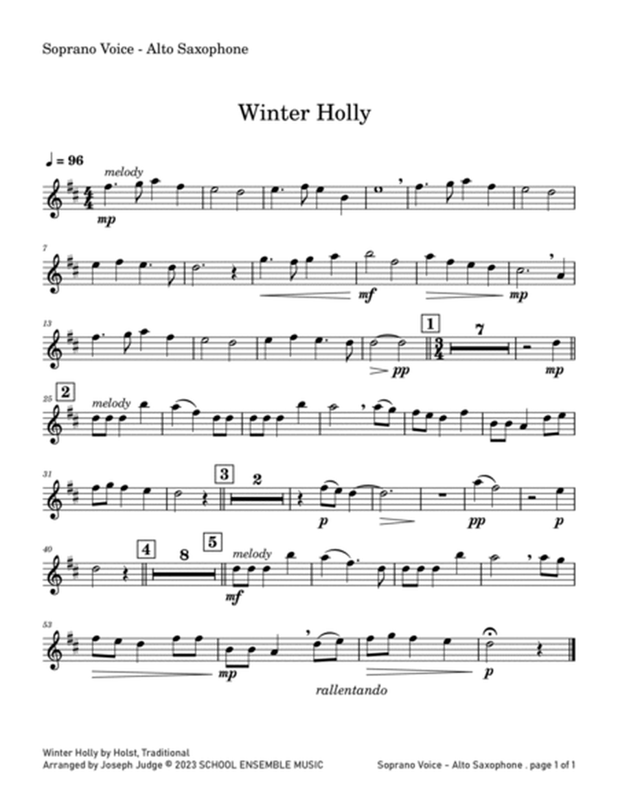 Winter Holly for Saxophone Quartet in Schools image number null