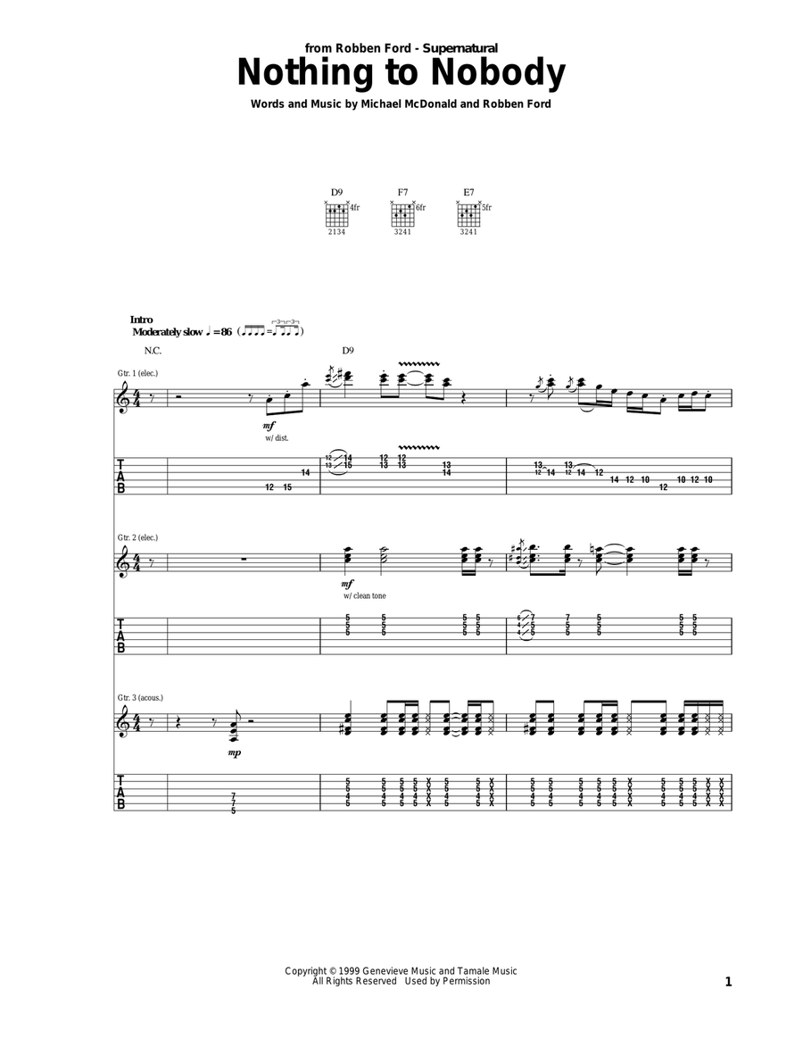 Nothing To Nobody Nothing To Nobody Acoustic Guitar scores gallery preview page 1