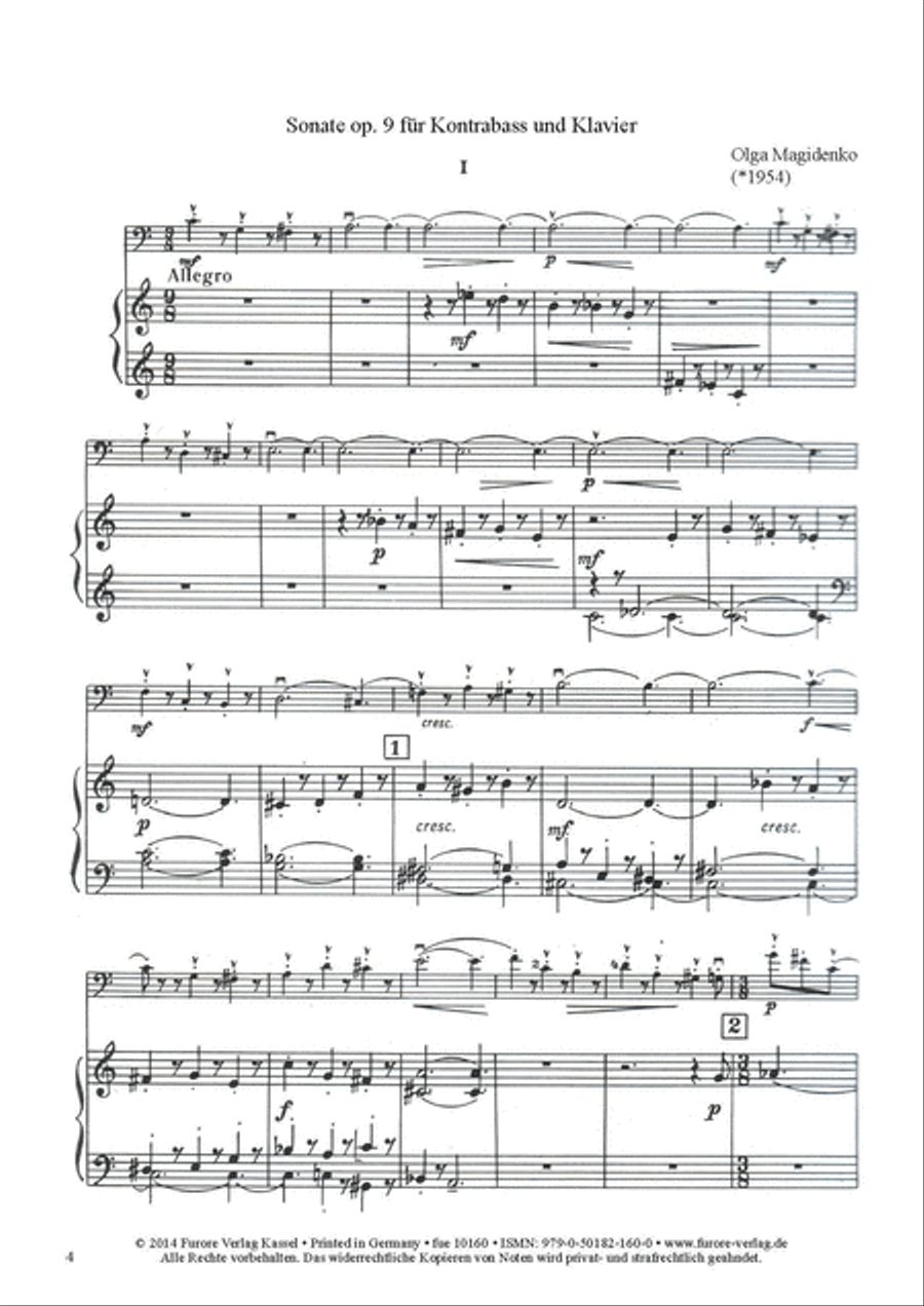 Sonate op. 9 Double Bass scores gallery preview page 2