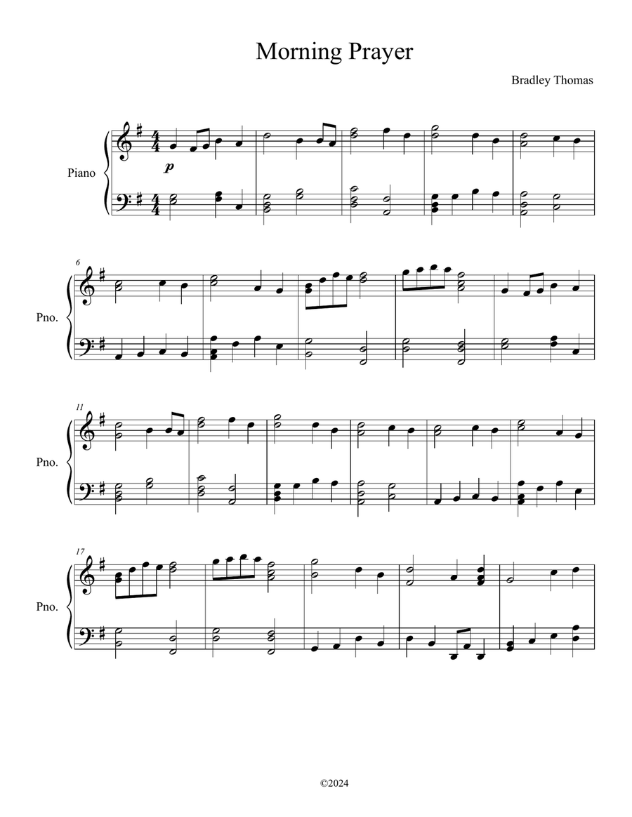 Morning Prayer Morning Prayer Piano Solo scores gallery preview page 1