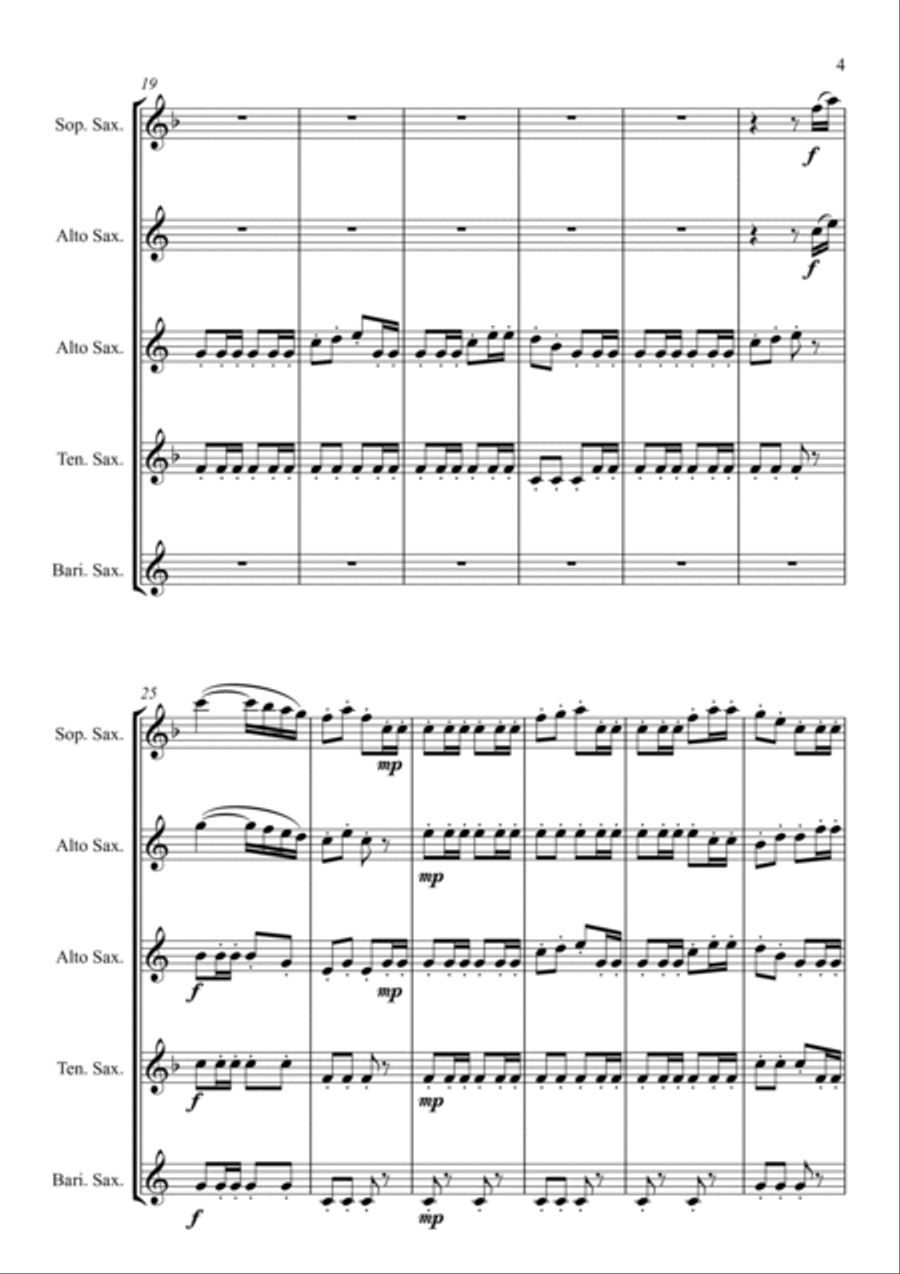 The William Tell Overture - Rossini - for Saxophone Quintet Saxophone Quintet scores gallery preview page 5