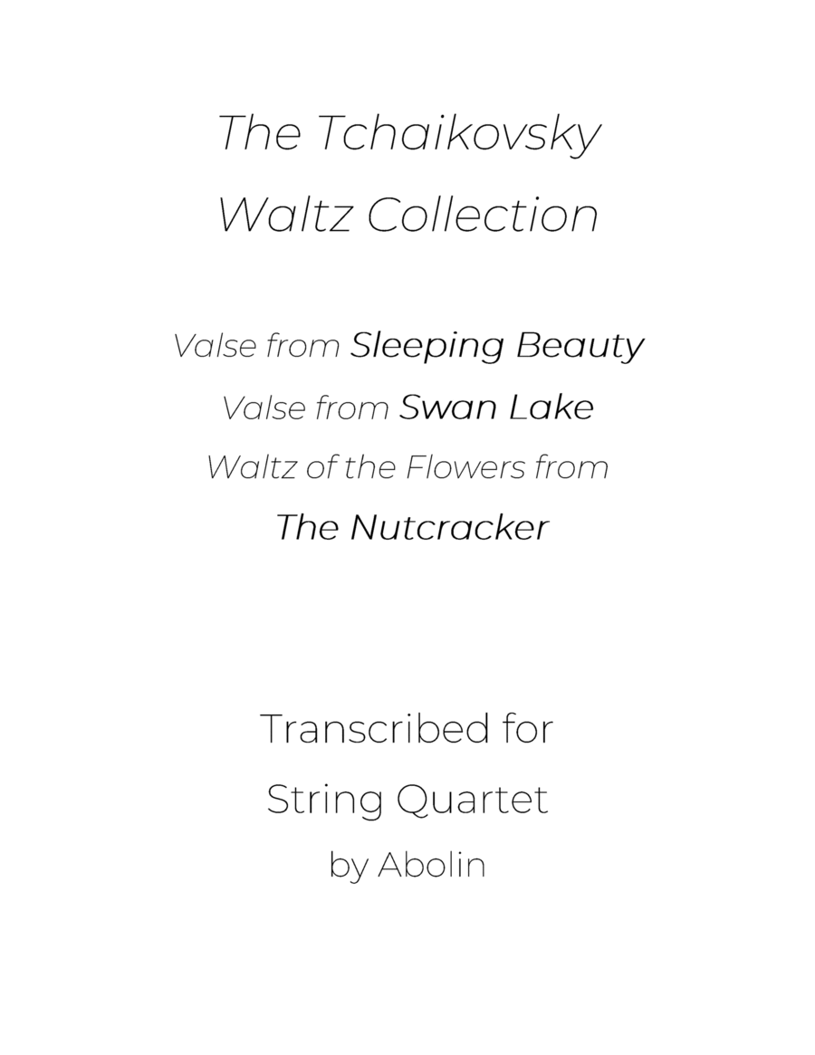 Tchaikovsky Ballet Waltzes for String Quartet (Sleeping Beauty, Swan Lake, The Nutcracker) String Quartet scores gallery preview page 1