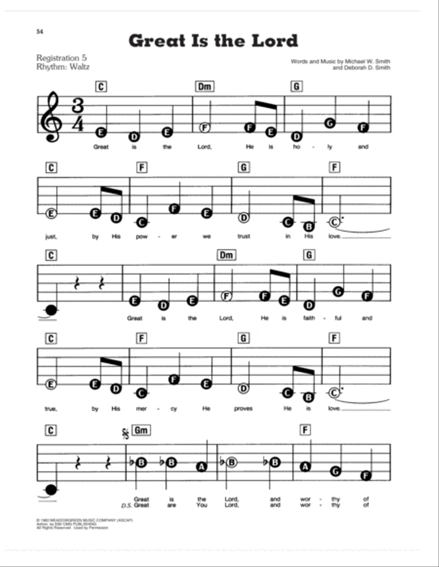 Great Is The Lord Electronic Keyboard scores gallery preview page 1