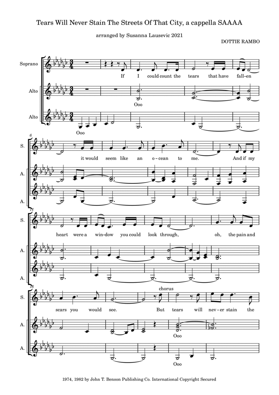 Tears Will Never Stain The Streets Of That City A Cappella scores gallery preview page 1