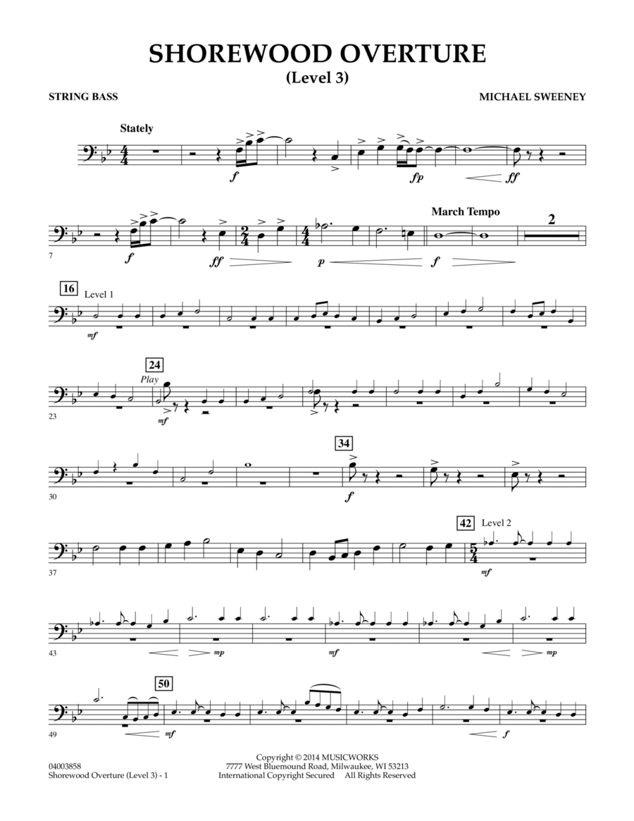 Shorewood Overture (for Multi-level Combined Bands) - String Bass (Level 3)