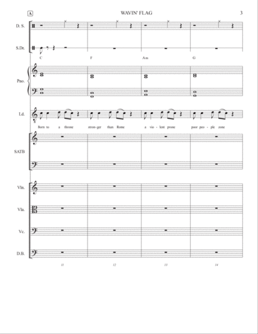 Wavin' Flag (main Version) Cello scores gallery preview page 4