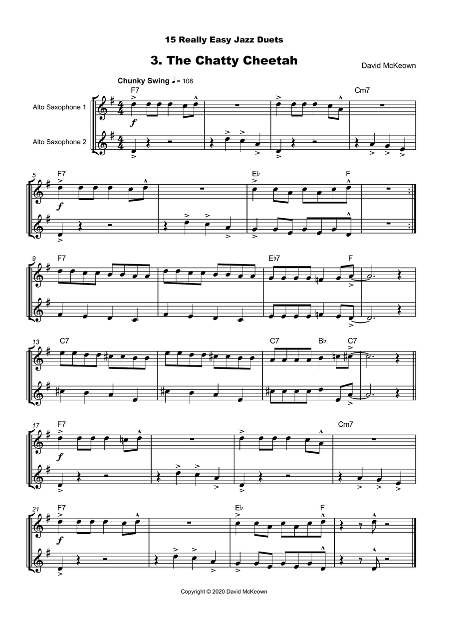 15 Really Easy Jazz Duets for Alto Saxophone Duet Woodwind Duet scores gallery preview page 4