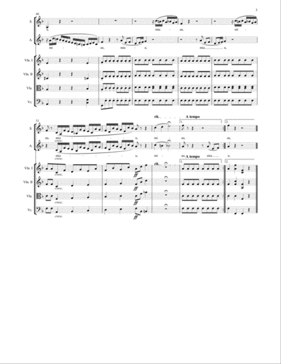 Rossini : Cat Duet for 2 Sopranos and String Orchestra String Orchestra scores gallery preview page 3