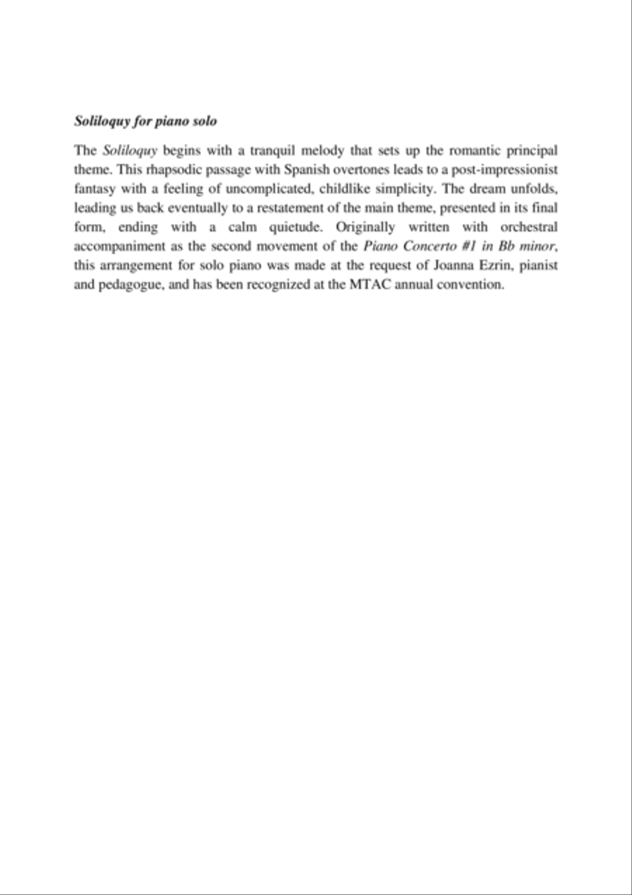 Soliloquy for Piano Solo Piano Solo scores gallery preview page 2