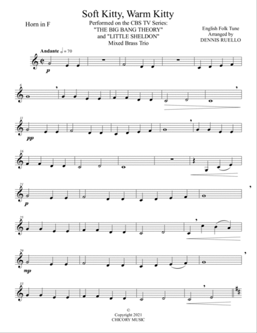 Soft Kitty, Warm Kitty - Performed on the CBS TV Series: 