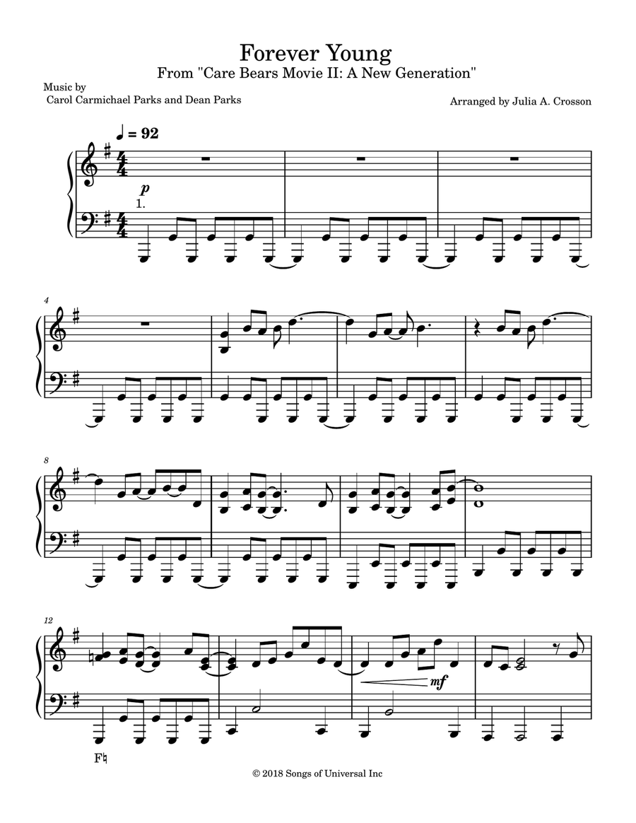 Forever Young Pedal Harp scores gallery preview page 2