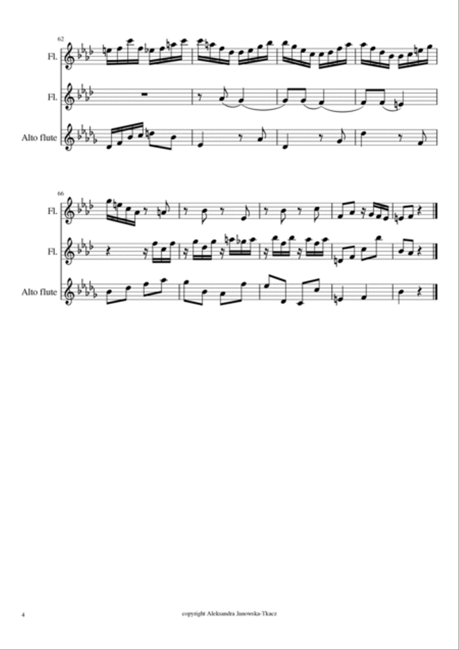 Prelude XII, Das Wohltemperierte klavier vol. 2, arrangement for 2 flutes and alto flute Flute Duet scores gallery preview page 4