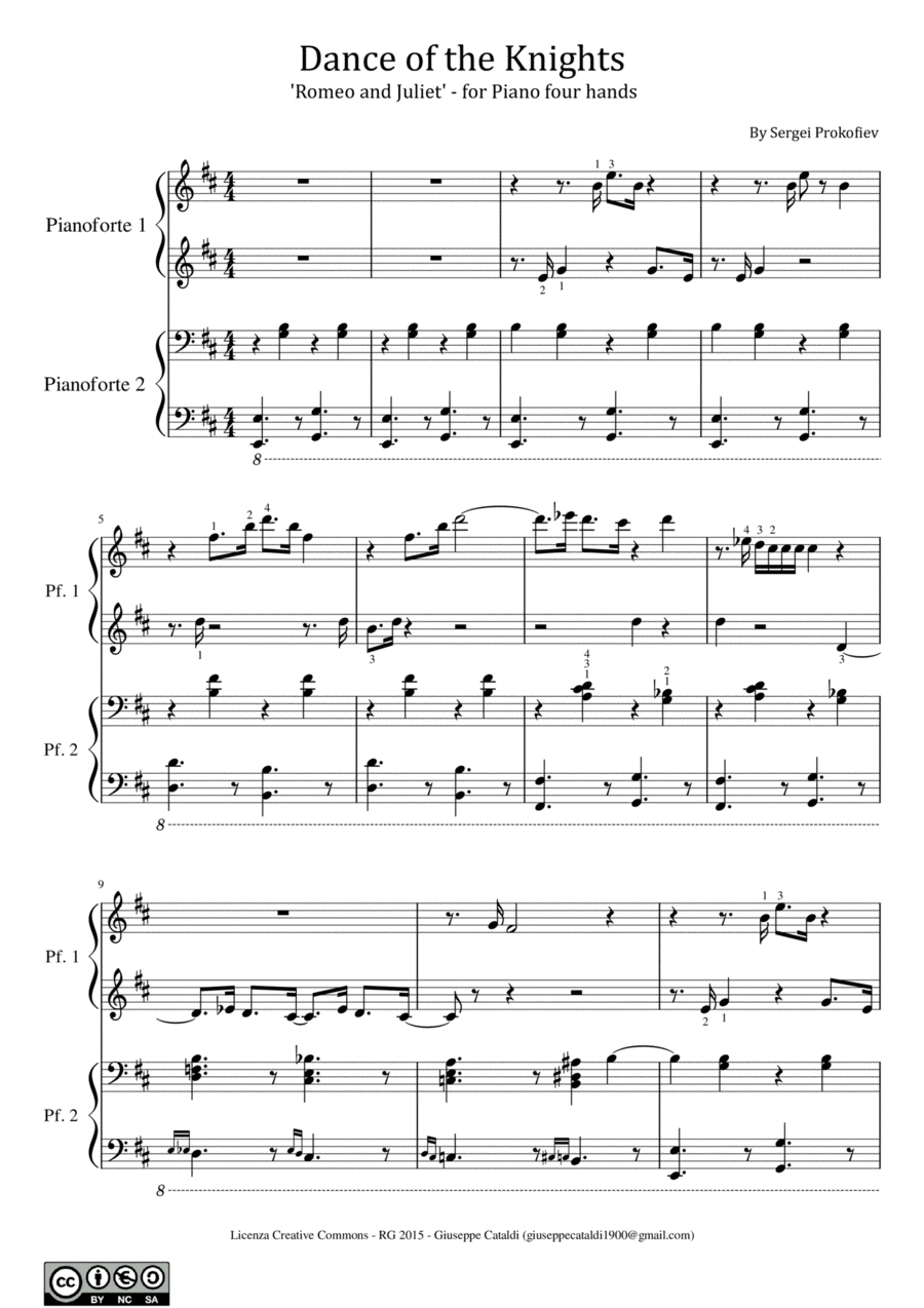 Dance Of The Knights 1 Piano, 4-Hands scores gallery preview page 1